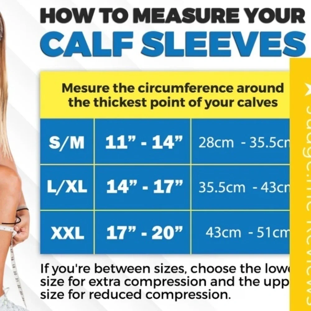 Compression sleeve for calves NEW muscle support calf unisex PowerLix one pair